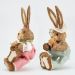 Casal De Coelhos De Páscoa Decoração em Palha Coelhinhos 30cm