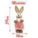 Casal De Coelhos De Páscoa Decoração em Palha Coelhinhos 39cm
