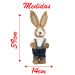 Casal De Coelhos De Páscoa Decoração em Palha Coelhinhos 39cm