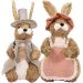 Casal De Coelhos De Páscoa Rústico Decoração Artesanal Palha