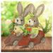 Casal De Coelhos De Palha Páscoa Com Carro De Cenoura Decoração 33cm
