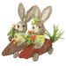 Casal De Coelhos De Palha Páscoa Com Carro De Cenoura Decoração 33cm