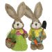 Casal De Coelhos De Palha Páscoa Decoração Enfeite Coelhinhos 34cm