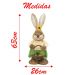 Casal De Coelhos Páscoa Decoração Coelhinhos Jardineiros 63cm