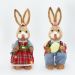 Casal De Coelhos Páscoa Decoração em Palha Coelhinhos Xadrez 54cm