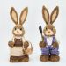 Casal De Coelhos Páscoa Palha Decoração Coelhinhos Trabalhadores 46cm