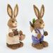 Casal De Coelhos Páscoa Palha Decoração Coelhinhos Trabalhadores 46cm