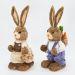 Casal De Coelhos Páscoa Palha Decoração Coelhinhos Trabalhadores 46cm