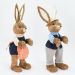 Casal de Coelhos Páscoa em Palha Coelhinhos Camponês Enfeite 60cm