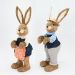 Casal de Coelhos Páscoa em Palha Coelhinhos Camponês Enfeite 60cm