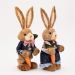 Casal de Coelhos de Páscoa Palha Coelhinhos Azul Escuro 35cm