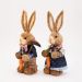 Casal de Coelhos de Páscoa Palha Coelhinhos Azul Escuro 35cm