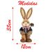 Casal de Coelhos de Páscoa Palha Coelhinhos Azul Escuro 35cm