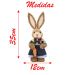 Casal de Coelhos de Páscoa Palha Coelhinhos Azul Escuro 35cm