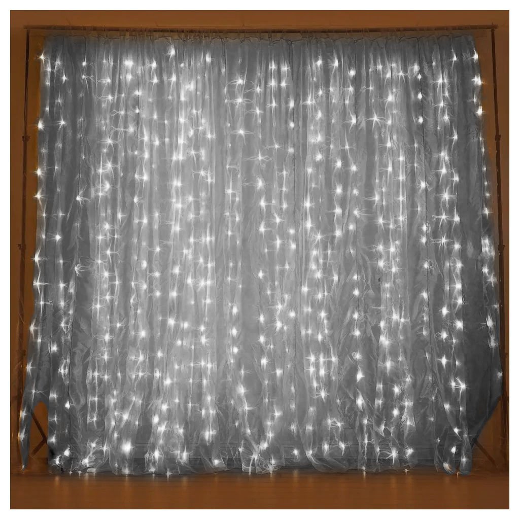 Cascata De Natal 520 LED Luz Branca 8 Funções 5x2m 220V