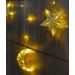 Cascata Decoração De Natal Estrelas Luas Pisca Amarelo De 3M