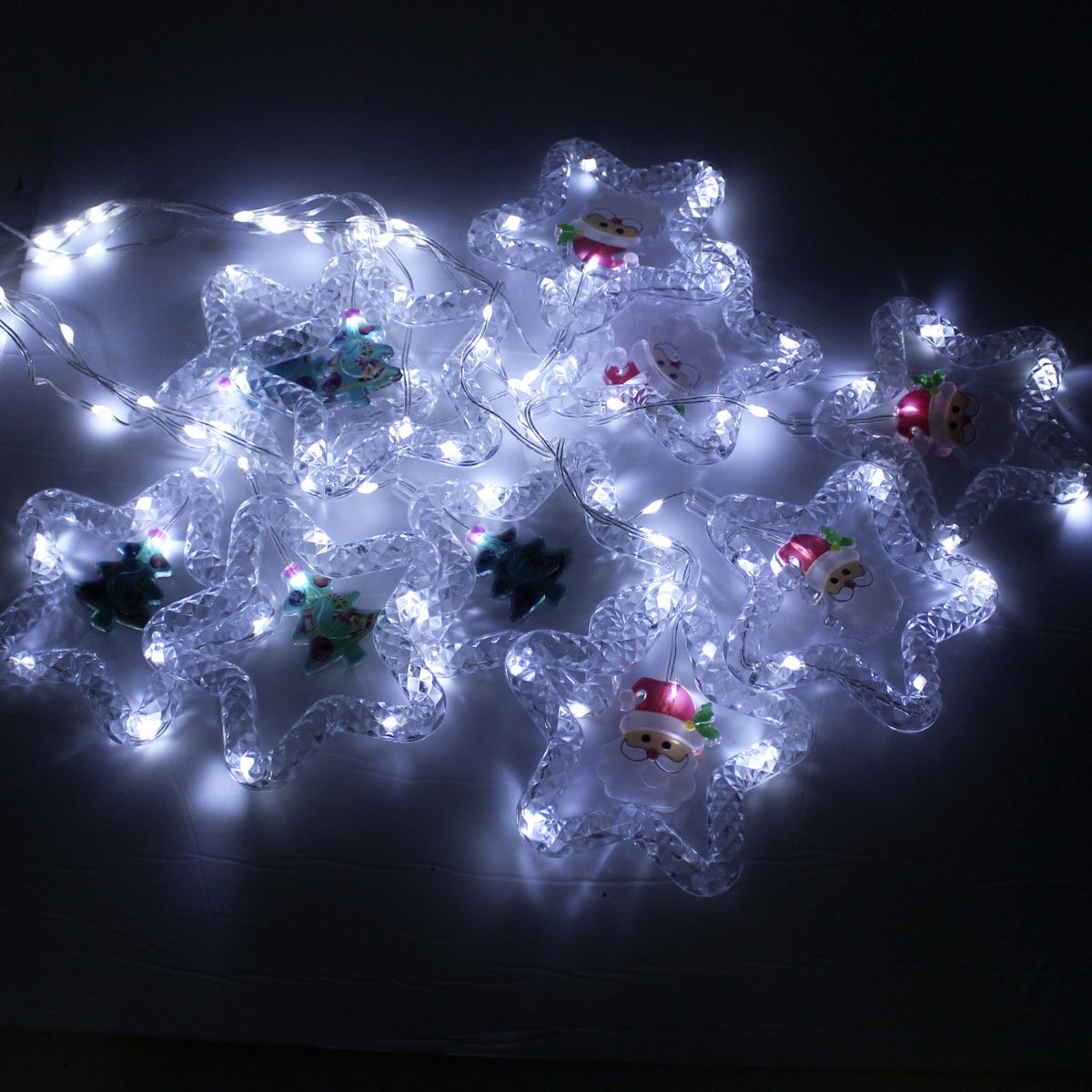 Cascata Pisca LEDs Decoração Árvore Natal Noel Branco De 3M