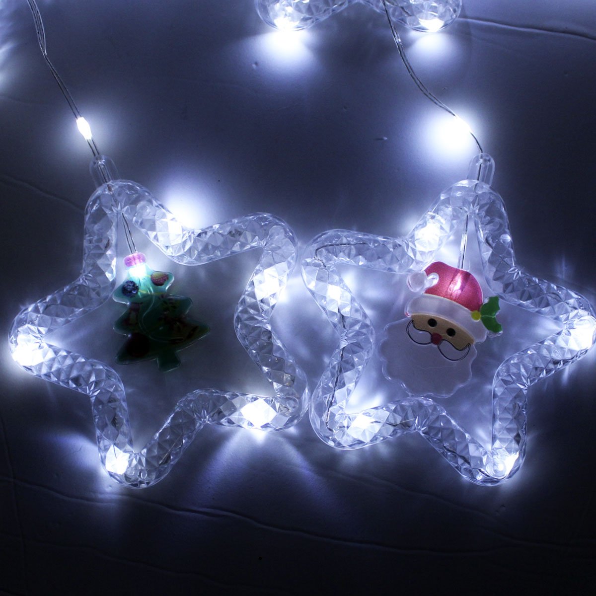 Cascata Pisca LEDs Decoração Árvore Natal Noel Branco De 3M