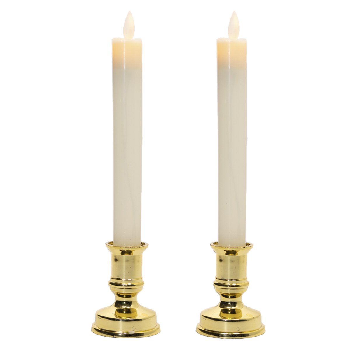 Castiçal Com Vela Elétrica 2 Peças Decoração Natalina 25cm