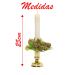 Castiçal Decorado 2 Velas Elétricas Mini Bolas Natal 25cm