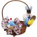 Cesta Páscoa Decoração Artesanal Coelho Cores Aleatório 30cm