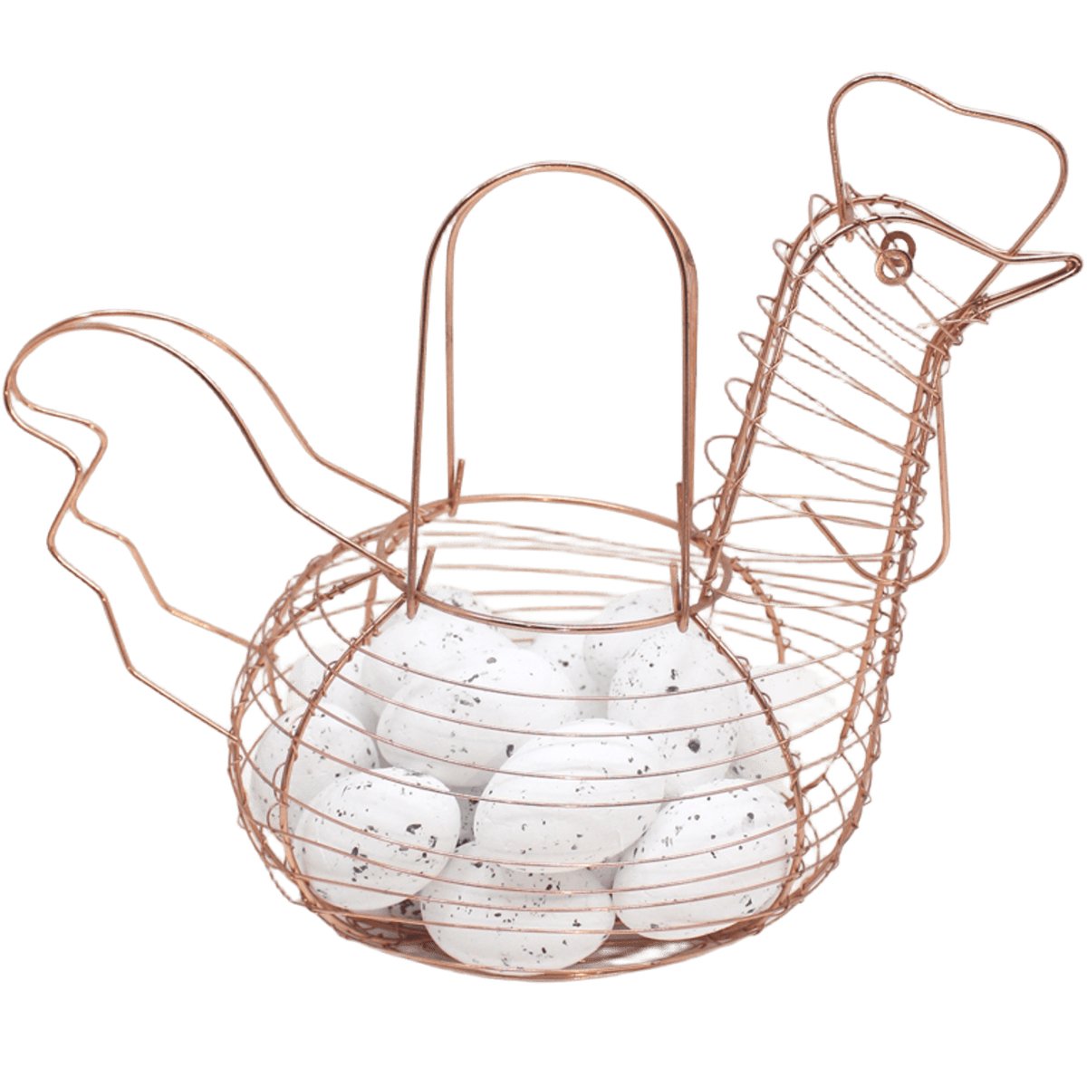 Cesto Galinha Porta Ovos Aramado Decorativo 18 Ovos Branco
