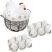 Cesto Galinha Porta Ovos Cerâmica Decorativo 12 Ovos Branco
