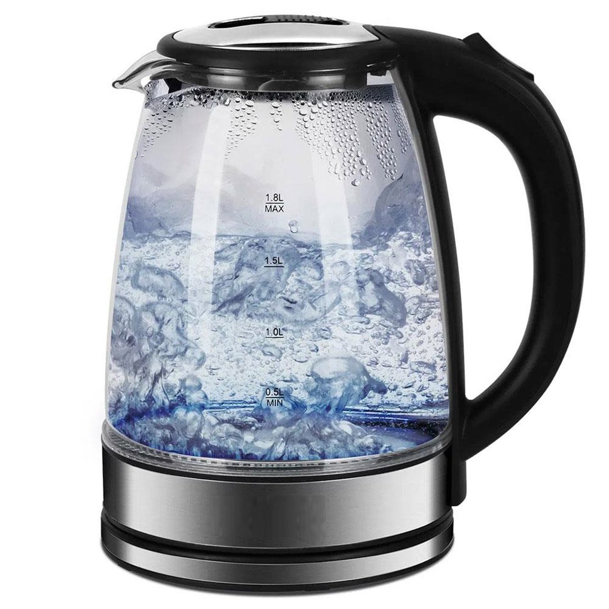 Chaleira Elétrica Jarra De Vidro Cristal LED Azul 1,8 Litros 220V