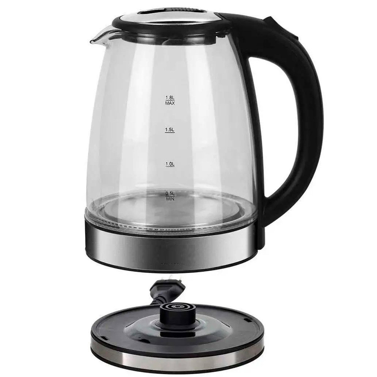 Chaleira Elétrica Jarra De Vidro Cristal LED Azul 1,8 Litros 220V