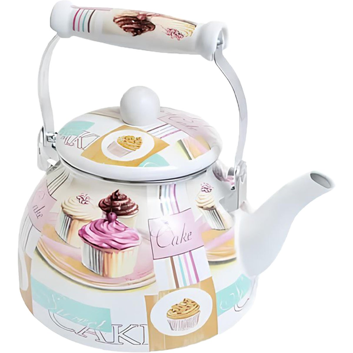 Chaleira Esmaltada Bico De Ganso Retrô Cake Vintage De 2,5L