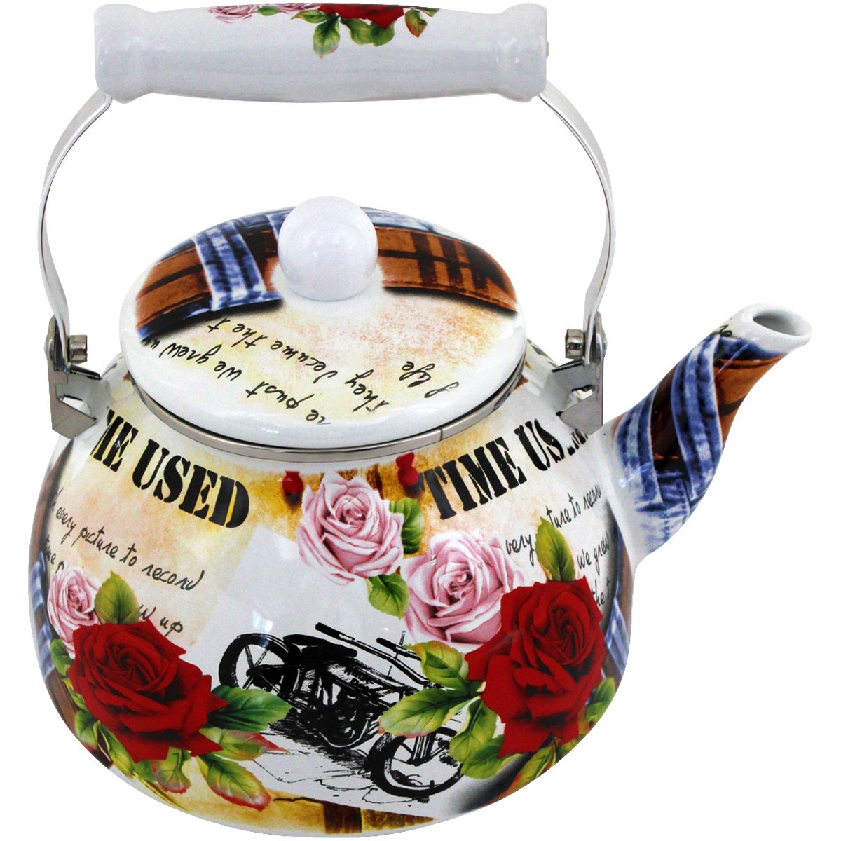 Chaleira Premium Aço Esmaltada Retrô Vintage 2,5L Bike