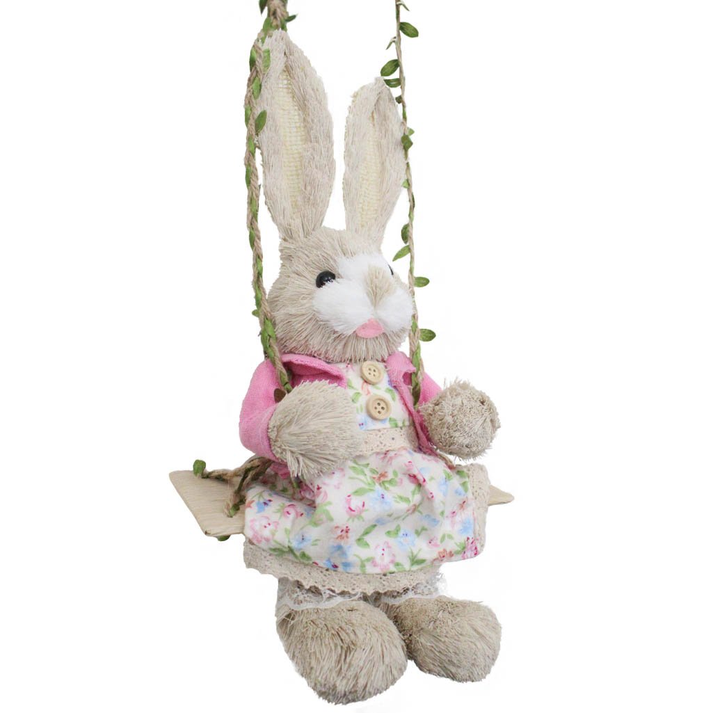 Coelha Balanço de Páscoa Enfeite Decorativo 44cm