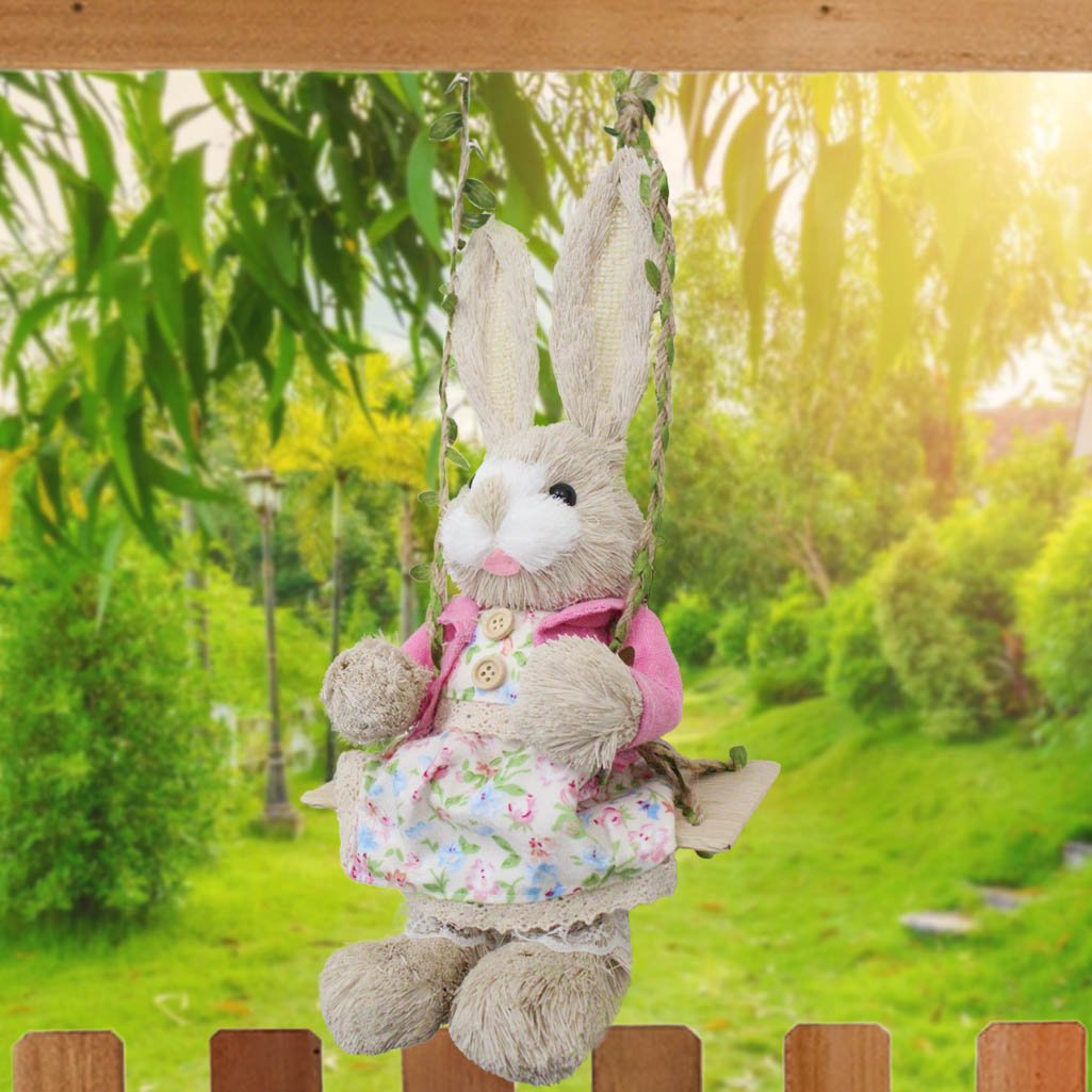 Coelha Balanço de Páscoa Enfeite Decorativo 44cm