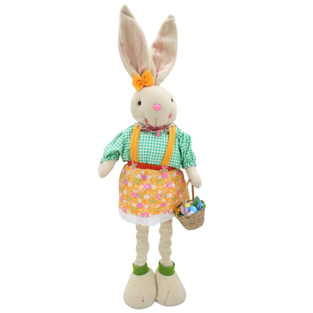 Coelha De Páscoa Ajustável Decoração Enfeite Tecido Coelhinha 74cm
