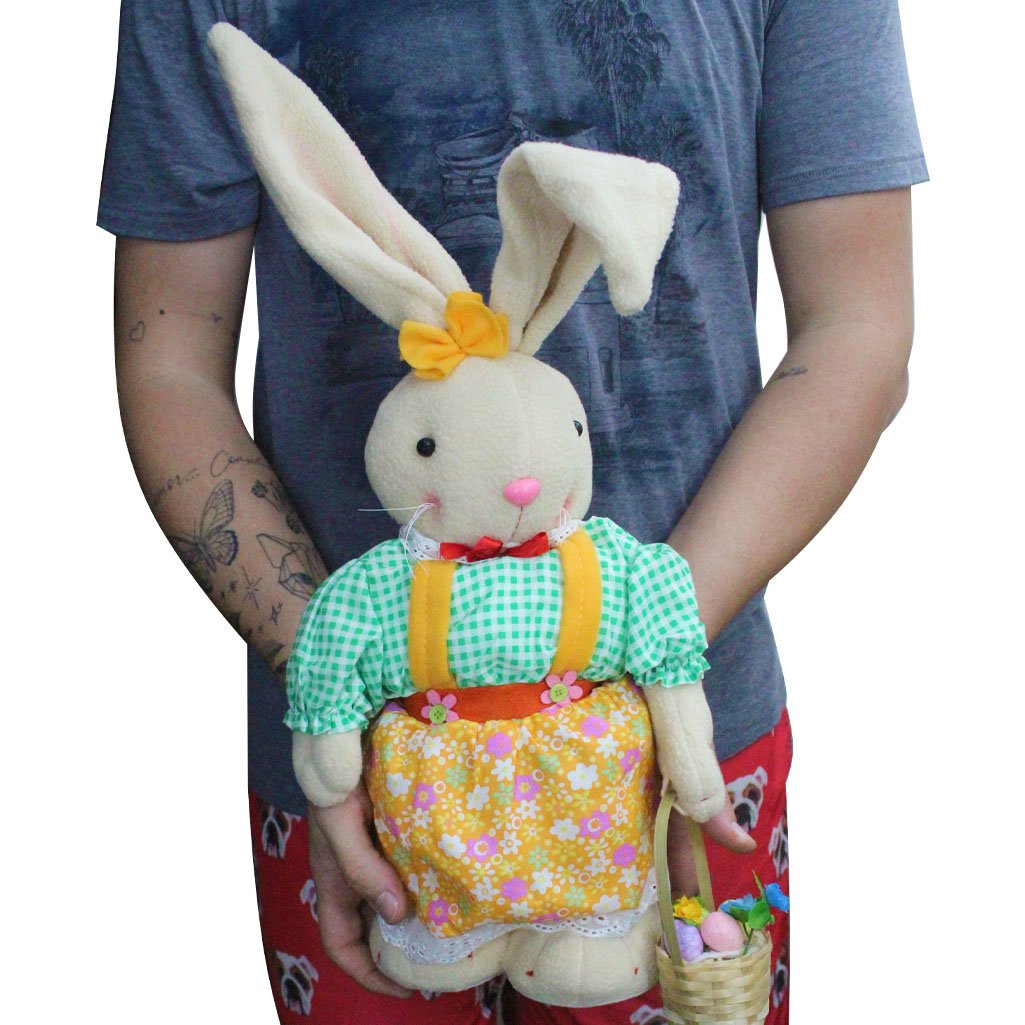 Coelha De Páscoa Ajustável Decoração Enfeite Tecido Coelhinha 74cm