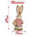 Coelha De Páscoa Decoração Coelhinha com Cestinho de Palha 49cm
