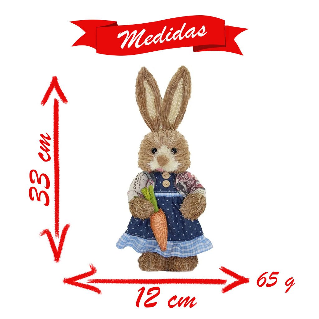 Coelha De Páscoa Decoração Enfeite Coelhinha 33cm