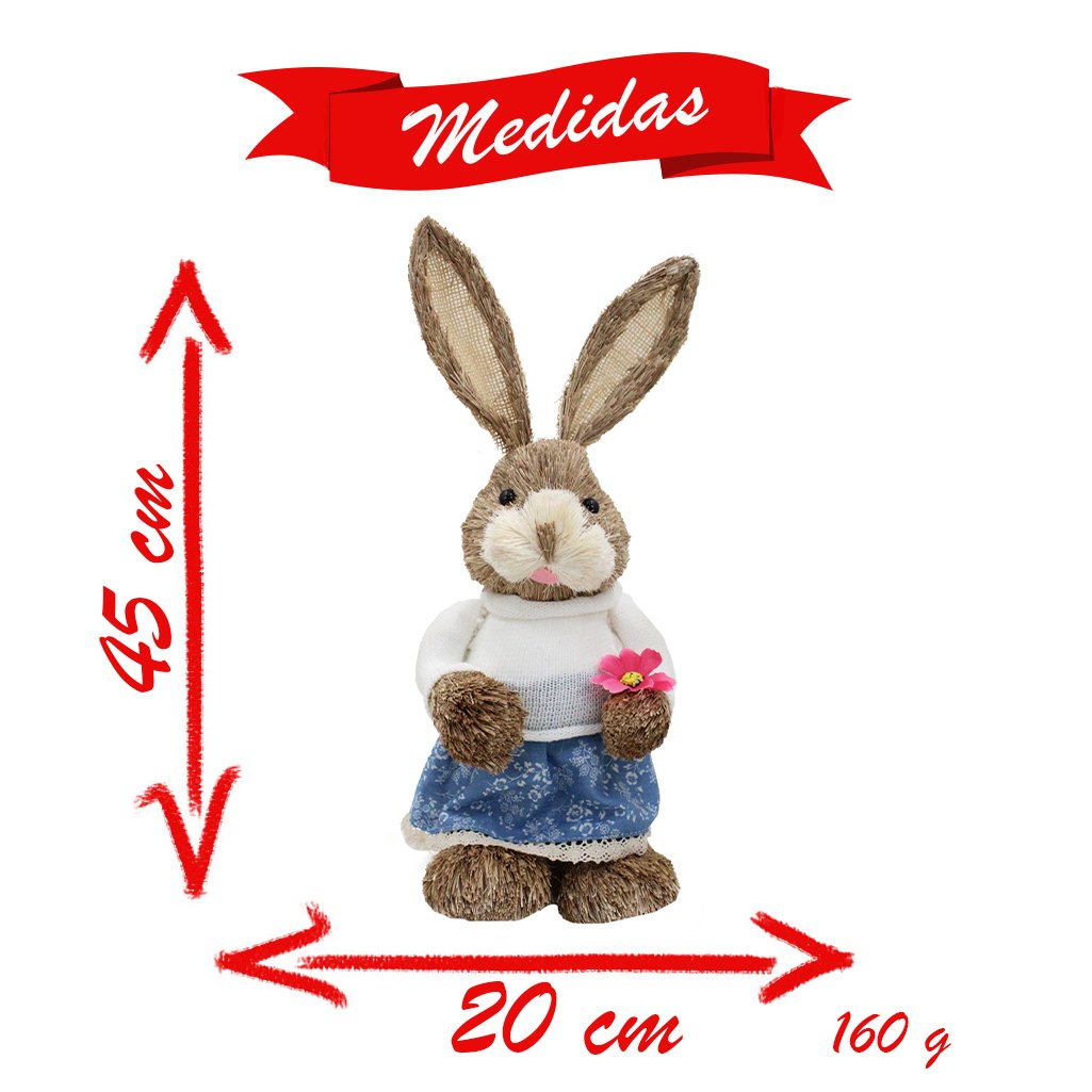 Coelha De Páscoa Decoração Enfeite Coelhinha 45cm