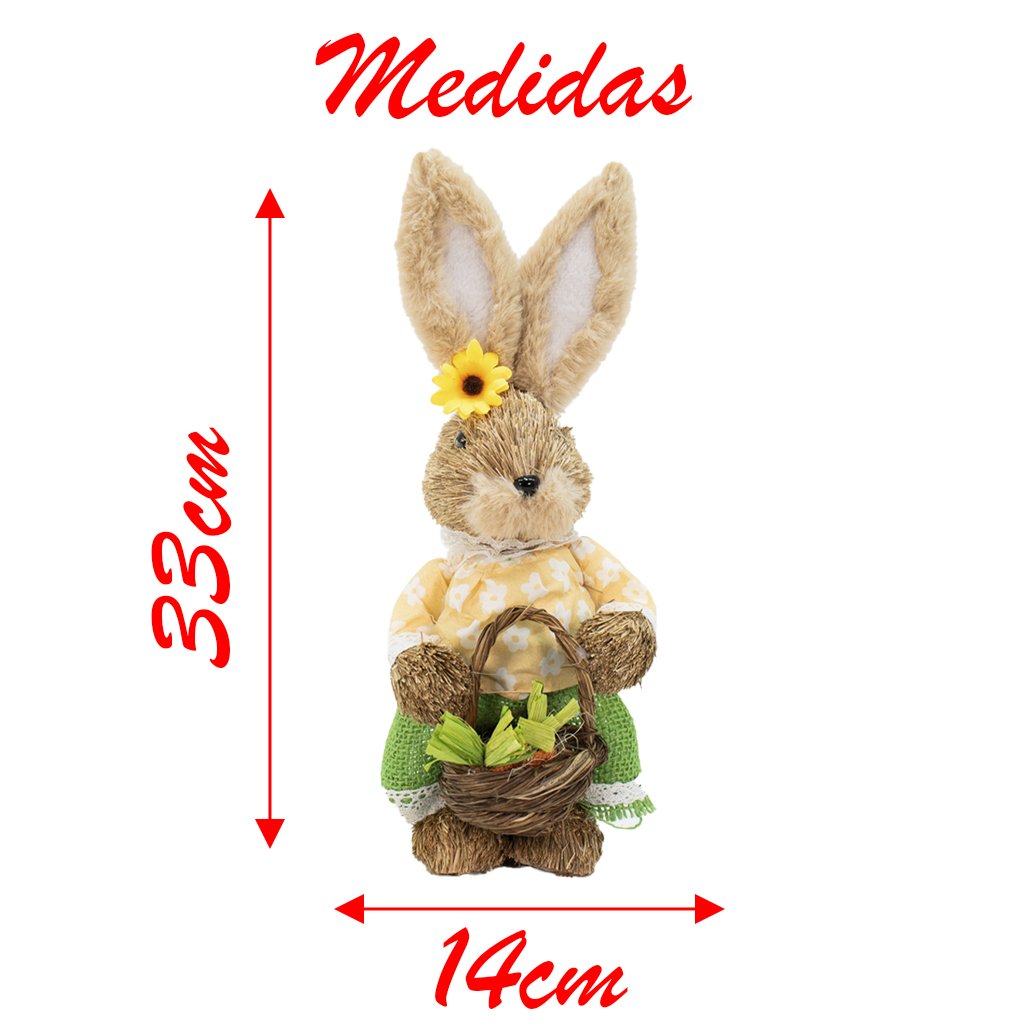 Coelha De Páscoa Decoração Enfeite Coelhinha Florida 33cm