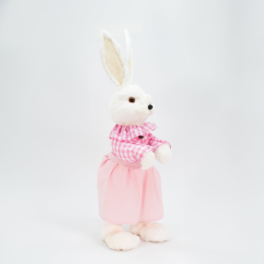 Coelha De Páscoa Decoração Enfeite Coelhinha Vestido Rosa 60cm
