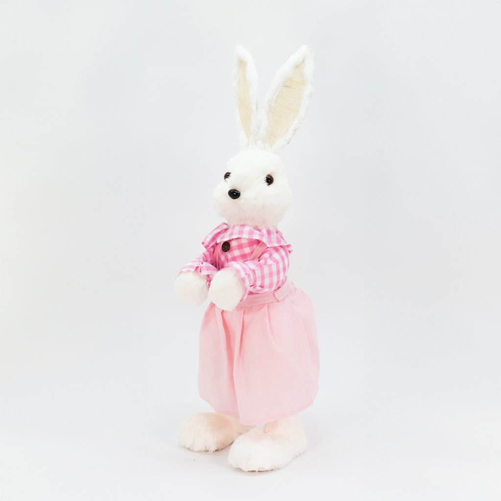 Coelha De Páscoa Decoração Enfeite Coelhinha Vestido Rosa 60cm