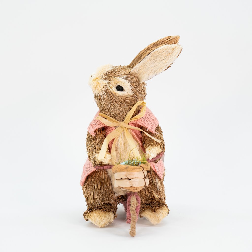 Coelha De Páscoa Decoração Enfeite em Palha Coelhinha 38cm