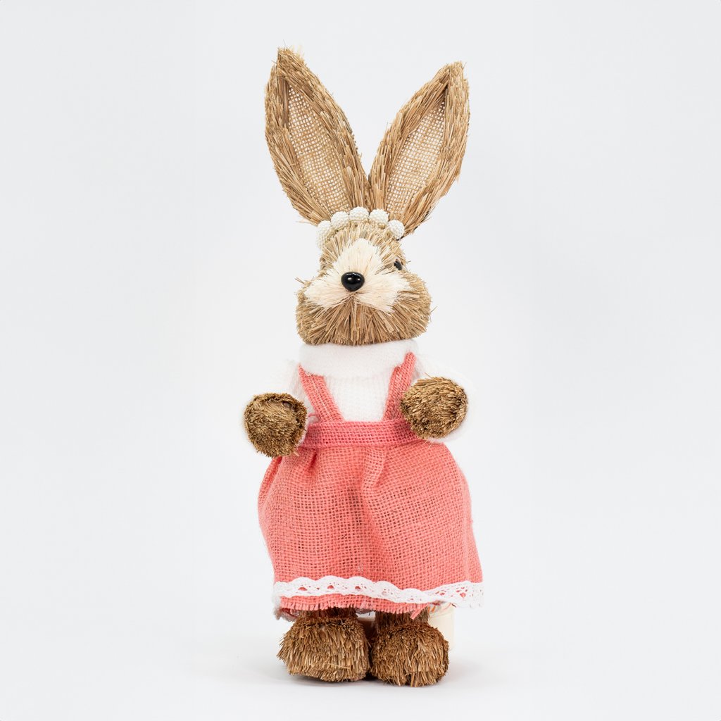 Coelha De Páscoa Decoração Enfeite em Palha Coelhinha 39cm