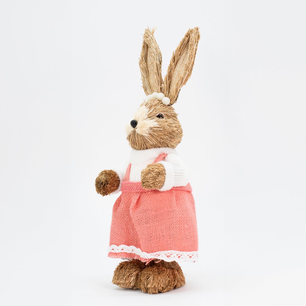 Coelha De Páscoa Decoração Enfeite em Palha Coelhinha 39cm