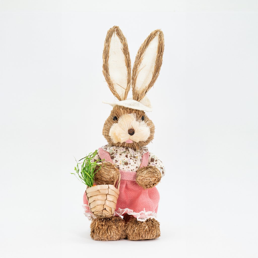 Coelha De Páscoa Decoração Enfeite em Palha Coelhinha 45cm