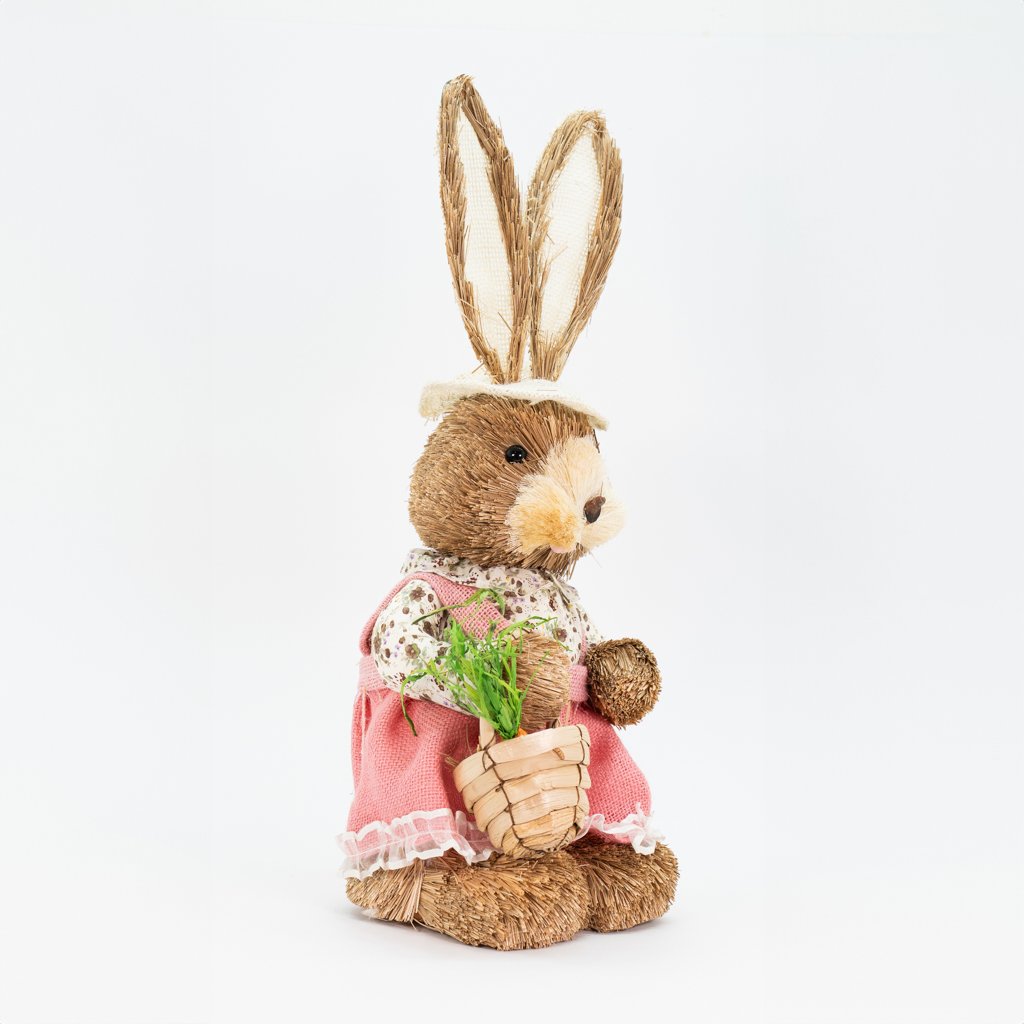 Coelha De Páscoa Decoração Enfeite em Palha Coelhinha 45cm