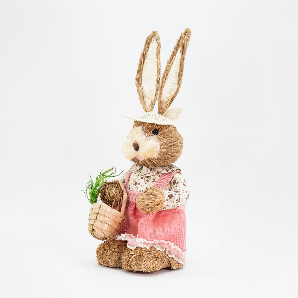 Coelha De Páscoa Decoração Enfeite em Palha Coelhinha 45cm