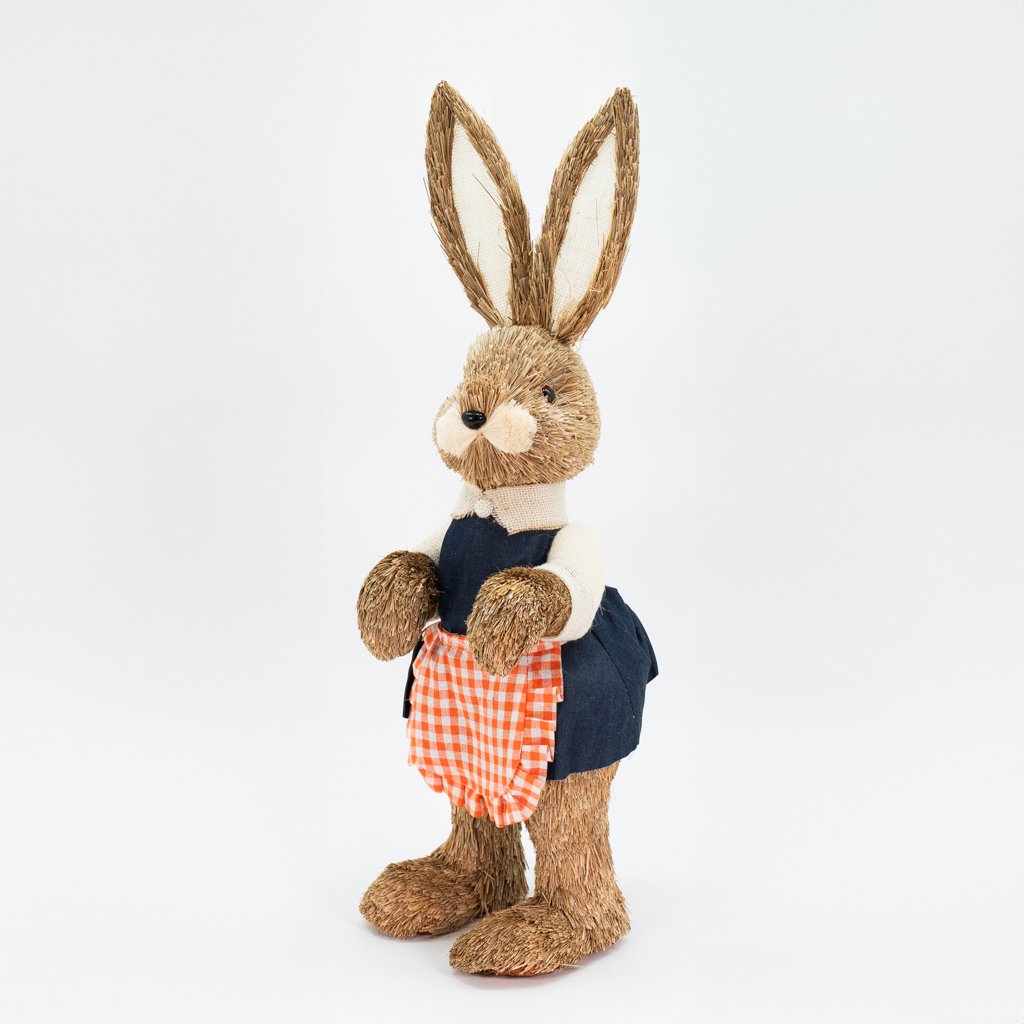 Coelha De Páscoa Decoração em Palha Coelhinha Cozinheira 60cm