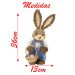 Coelha De Páscoa Palha Decoração Enfeite Coelhinha Jeans 36cm