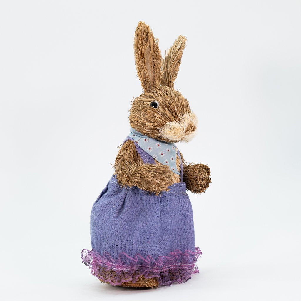 Coelha de Páscoa Enfeite Decoração em Palha Coelhinha 33cm